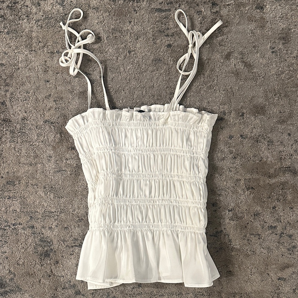 Kirious Elegant White Smocked Women's Top